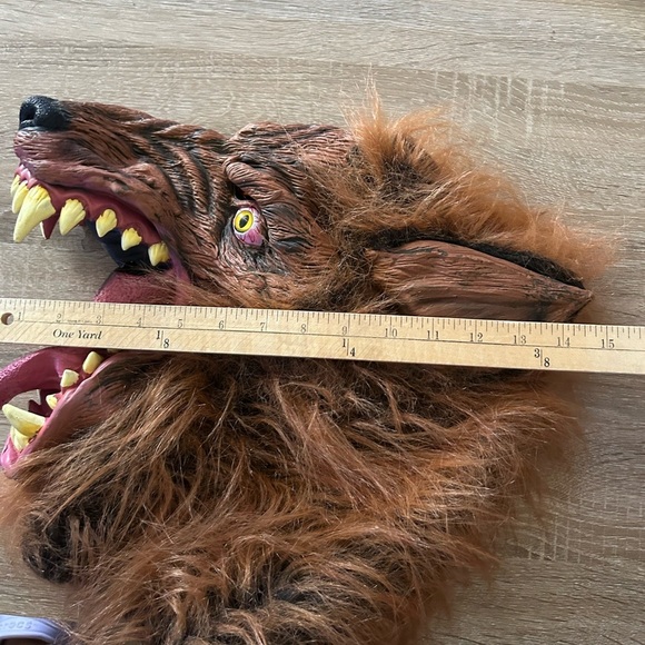 Werewolf Wolf Mask Latex Brown Hair Scary Halloween Adult One size Fits Most - Picture 7 of 7